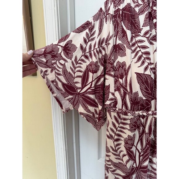 Soma Soft Jersey Caftan Midi Short Sleeve Tropical Dress Size Large NWT - Picture 10 of 15